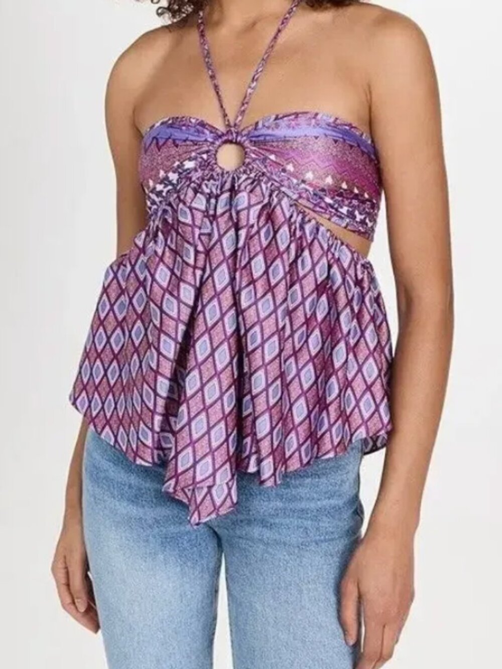MISA Los Angeles Violeta Geometric Print Halter Top – Size S